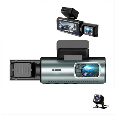 Carhatke Triple Channel 1080P Dash Cam for Cars – Front, Cabin & Rear Camera with Loop Recording