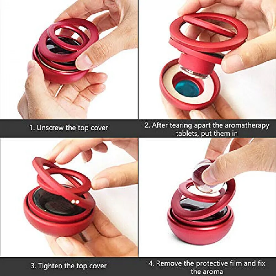 Solar Crystal Ball Metal Body Car Solar Power Rotating Air Freshener