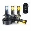 Carhatke 160W Tri Color LED Headlight Bulb for Car & Bike H4/H19 - Remote Control + Flasher