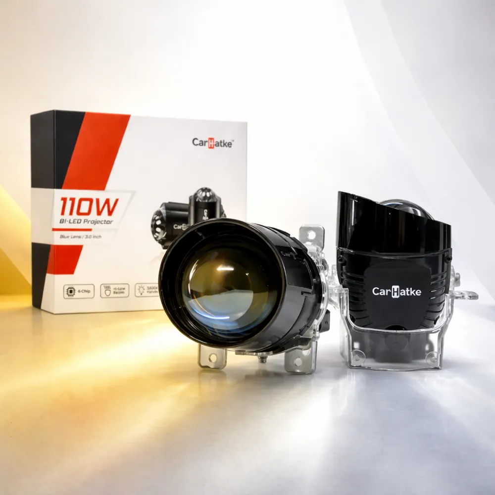 Carhatke 110W Tri Color Projector Fog Light 3 Inch With High/Low Beam - Blue Lens