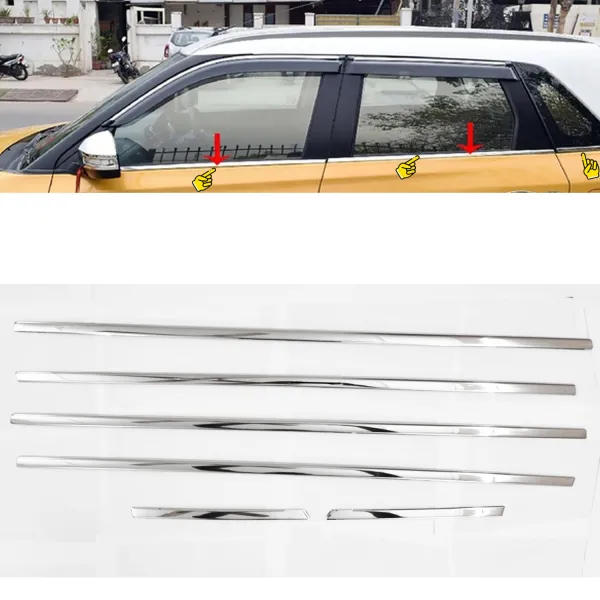 Maruti New Vitara Brezza 2020 Lower Window Chrome Garnish Trims (Set of 6Pcs)