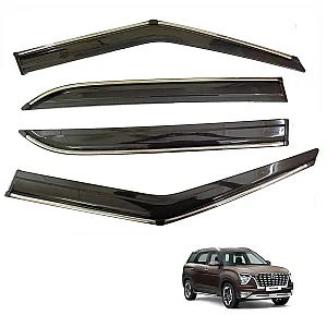 Hyundai Alcazar Car Window Door Visor with Chrome Line (Set Of 4 Pcs.)