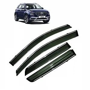 Hyundai Venue Car Window Door Visor with Chrome Line (Set Of 4 Pcs.)