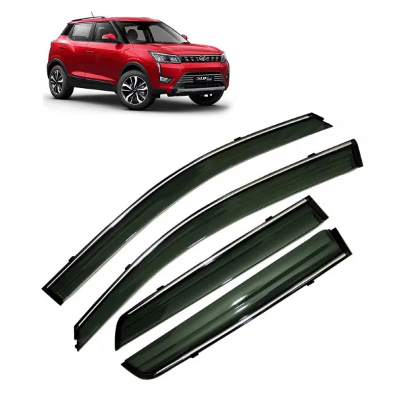 Mahindra Xuv 300 2019 Onward Car Window Door Visor with Chrome Line (Set Of 4Pcs.)