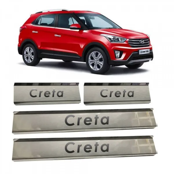 Hyundai Creta 2015-2018 Stainless Steel Door Scuff Foot Sill Plate Guards (Set of 4 Pcs.)
