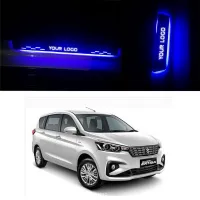 Maruti Suzuki New Ertiga 2018 Door Foot LED Mirror Finish Black Glossy Scuff Sill Plate Guards - 4 Pieces
