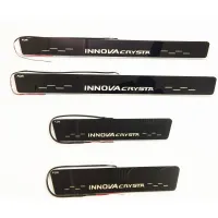 Toyota Innova Crysta Side Door Scuff LED Foot Step Sill Plate Guard (Set of 4Pcs, White and Blue)