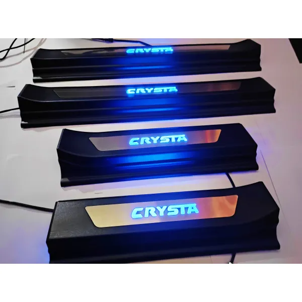 Toyota Innova Crysta 2016 Onwards OEM Door Opening LED Lights Scuff Sill Plate - 4 Pieces