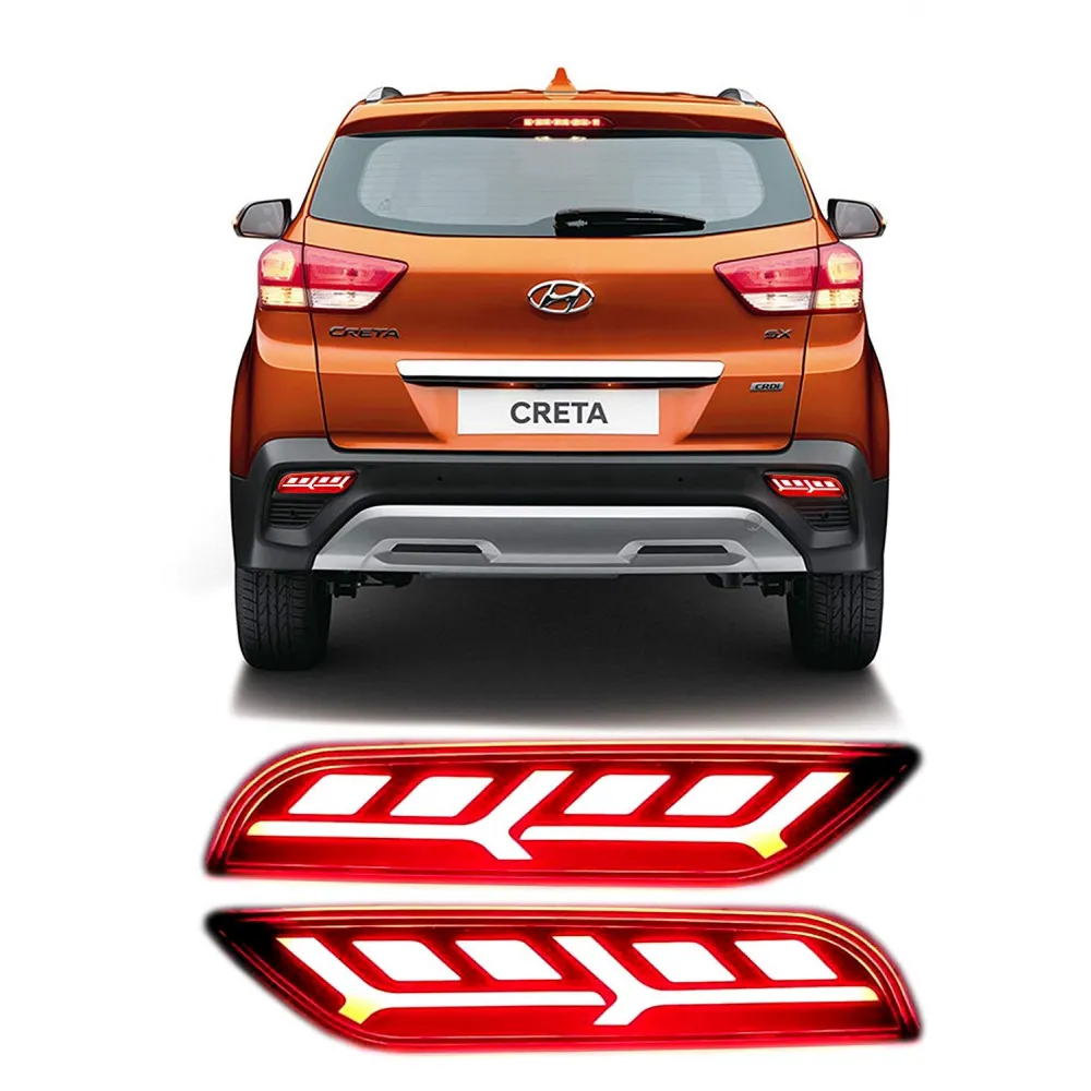 Bumper LED Reflector Lights Lamborghini Style For Hyundai Creta Facelift 2018-2020 (Set of 2Pcs.)