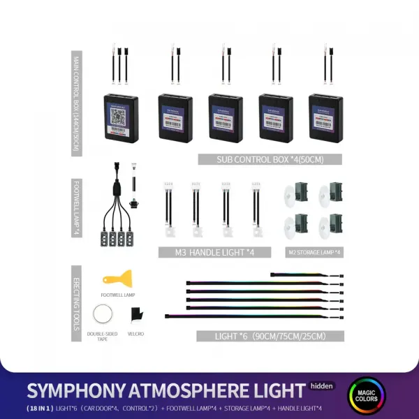 Cardi K4 Active Ultra Ambient RGB LED Interior Lights - 18 Pieces