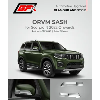 GFX Mahindra Scorpio N 2022 Onward ORVM Sash Chrome Garnish GFX Mahindra Scorpio N 2022 Onward ORVM Sash Chrome Garnish