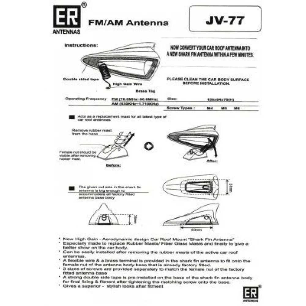 Premium Quality ABS Material Universal Car Shark Fin Antenna for All Car Models