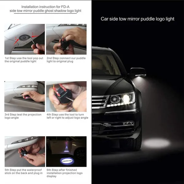 Ford New Endeavour Side Mirror Projector Shadow Logo Ghost Light Set of 2 Ford New Endeavour Side Mirror Projector Shadow Logo Ghost Light Set of 2