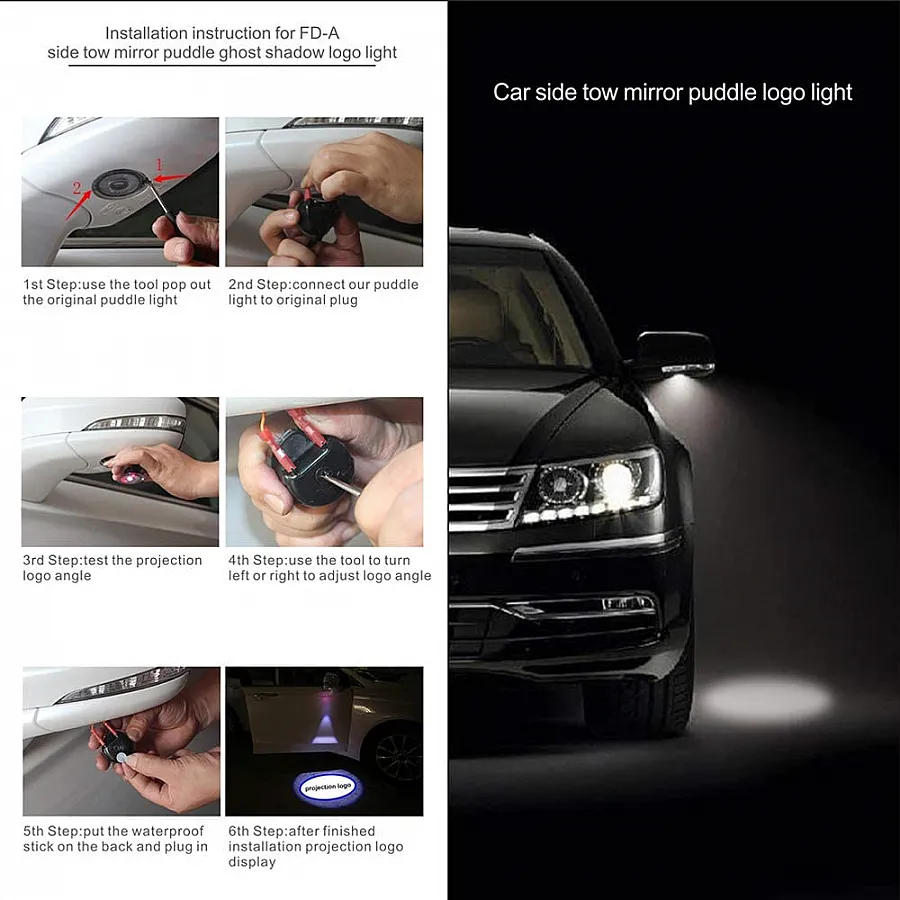 Ford New Endeavour Side Mirror Projector Shadow Logo Ghost Light Set of 2