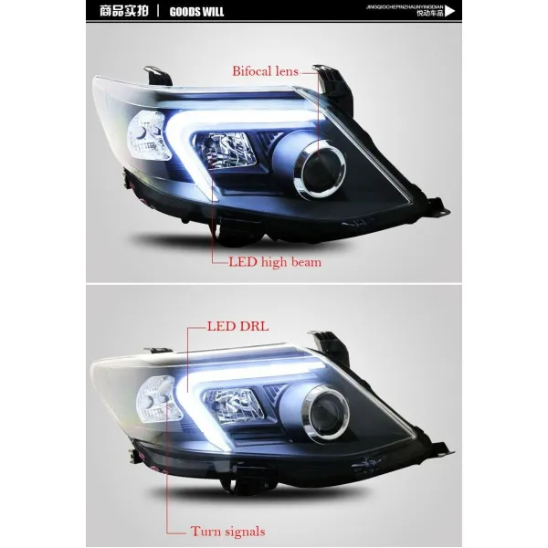 Toyota Fortuner Type 2 Modified Headlight with Drl and HID Projector Lamp (Set of 2Pcs.)