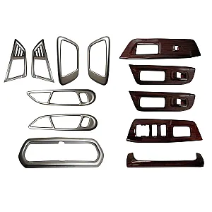 Ford Ecosport 2013-2018 Interior Show Chrome and Wooden Combo Kit (12 Pcs)