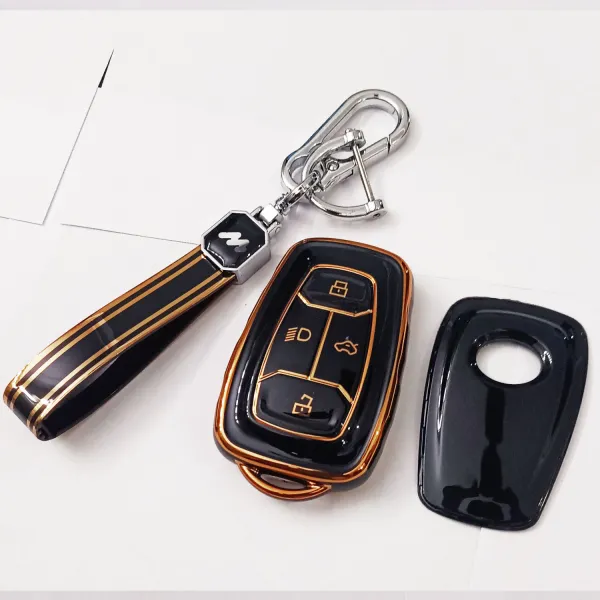 Mogato Premium Quality Soft TPU Leather Pattern Key Cover With Chain For Tata Cars - Tata-02 Mogato Premium Quality Soft TPU Leather Pattern Key Cover With Chain For Tata Cars - Tata-02