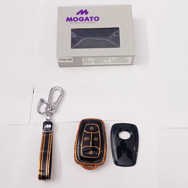 Mogato Premium Quality Soft TPU Leather Pattern Key Cover With Chain For Tata Cars - Tata-02 Mogato Premium Quality Soft TPU Leather Pattern Key Cover With Chain For Tata Cars - Tata-02