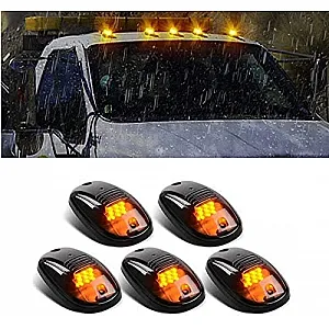 Roof Marker Hummer Style LED Lights with Smoke Glass Amber Color For ALL SUV's Set of 5  -16 LED