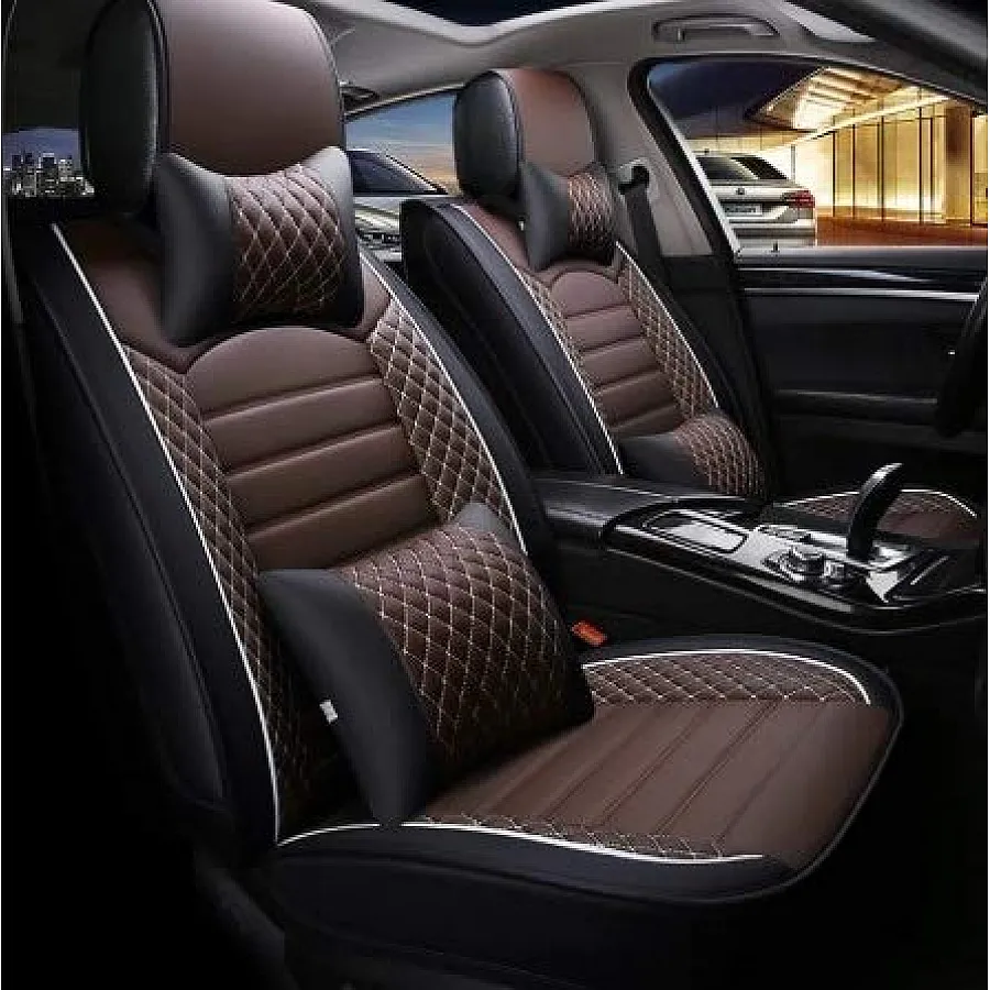 Skoda Rapid PU Leatherette Luxury Car Seat Cover With Pillow and Neck Rest With Bucket Fitting Seat Cover