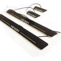 Tata Nexon 2017 OnwardsDoor LED Footstep Black Glossy Finish Scuff Sill Plate Guards - 4 Pieces