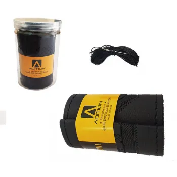 Adition Universal Leather Car Steering Cover Stritch Type - Black