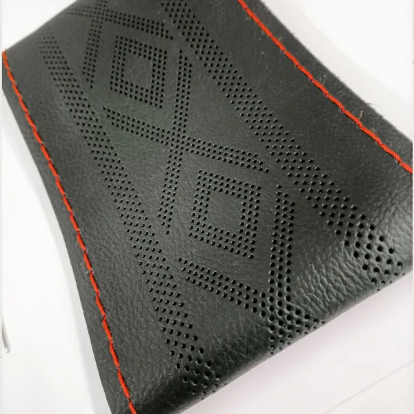 Leatheride PU Steering Wheel Cover For All Cars With Needles and Red Thread 