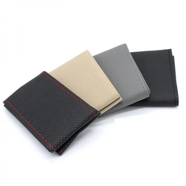 Leatheride PU Steering Wheel Cover For All Cars With Needles and Thread Beige, Black and Gray Leatheride PU Steering Wheel Cover For All Cars With Needles and Thread Beige, Black and Gray