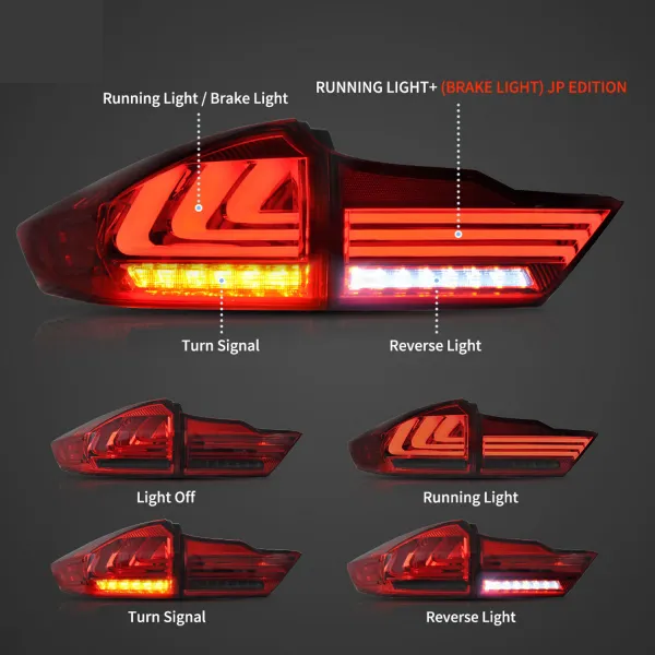 Honda City 2014-2020 Custom Modified BMW Style Tail Light With Matrix Turn Signal - Smoke Color