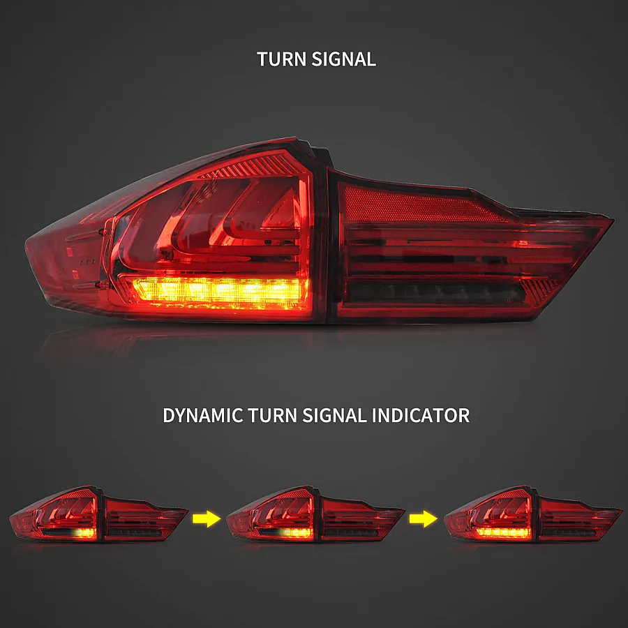Honda City 2014-2020 Custom Modified BMW Style Tail Light With Matrix Turn Signal - Smoke Color