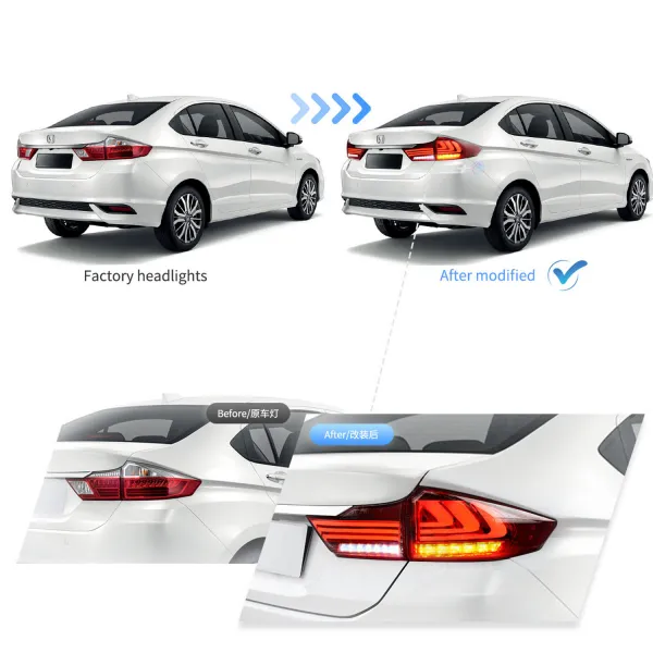 Honda City 2014-2020 Custom Modified BMW Style Tail Light With Matrix Turn Signal - Smoke Color