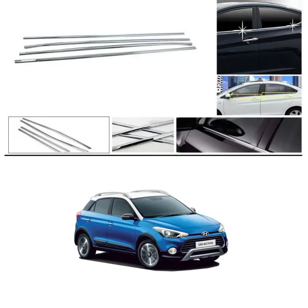 Hyundai i20 Active 2016-2020 Lower Window Chrome Garnish Trims (Set of 4Pcs.)
