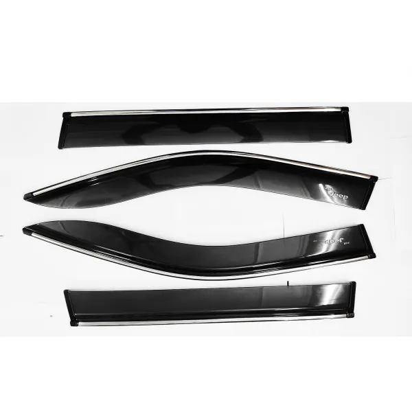 Jeep Compass Car Window Door Visor with Chrome Line (Set Of 4 Pcs.) Jeep Compass Car Window Door Visor with Chrome Line (Set Of 4 Pcs.)