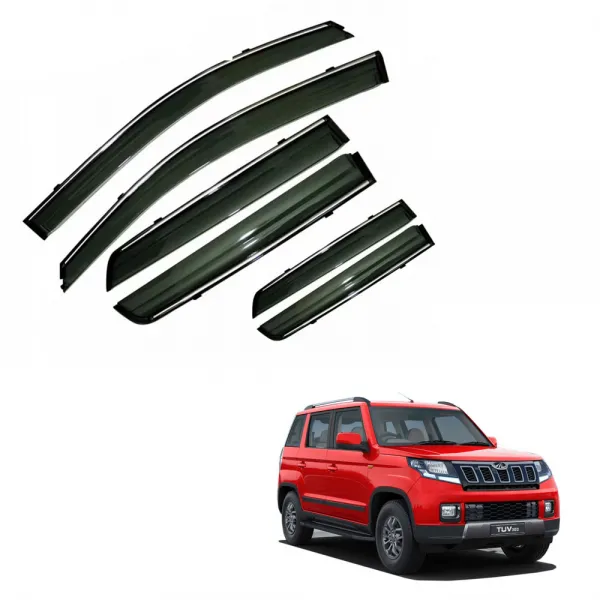 Mahindra TUV 300 Car Window Door Visor with Chrome Line (Set Of 6 Pcs.)
