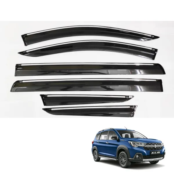 Maruti Nexa XL6 Car Window Door Visor with Chrome Line (Set Of 6Pcs.)