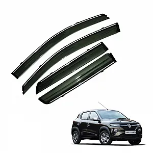 Renault Kwid Car Window Door Visor with Chrome Line (Set Of 4 Pcs.)