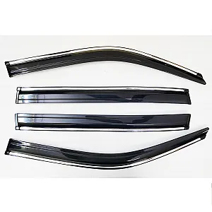 Nissan Magnite Car Window Rain Door Visor With Silver Chrome Line in Imported Quality (Set of 4Pcs.)