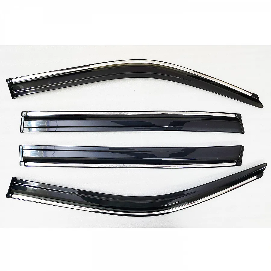 Nissan Magnite Car Window Rain Door Visor With Silver Chrome Line in Imported Quality (Set of 4Pcs.)