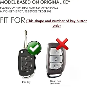 Metal key Cover For Hyundai Creta, Venue, i20, Aura, Exter, Alcazar, Tucson, Xcent, Nios, Elantra - Three Button Flip Key Metal key Cover For Hyundai Creta, Venue, i20, Aura, Exter, Alcazar, Tucson, Xcent, Nios, Elantra - Three Button Flip Key