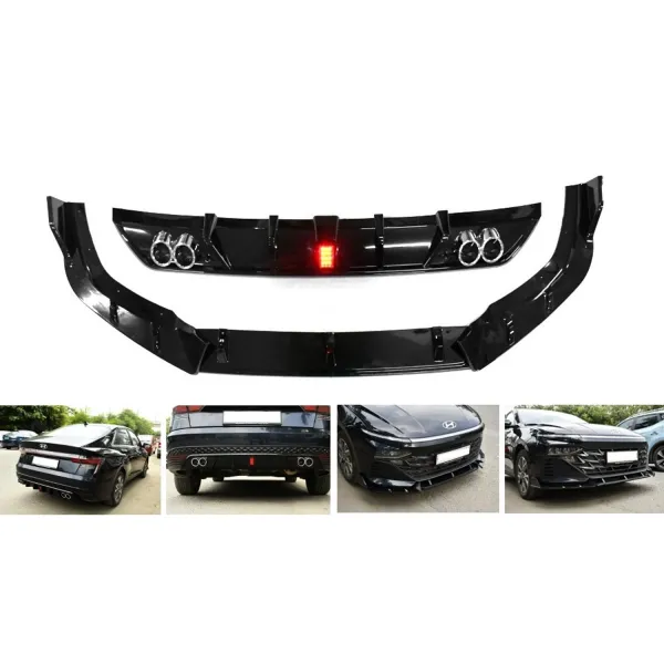 F1-Style LED Bumper Diffuser with Skirting for Hyundai Verna 2023 Onwards