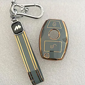 Mogato Premium Quality Soft TPU Leather Pattern Key Cover With Chain For Mercedes-Benz Cars - BENZ-3