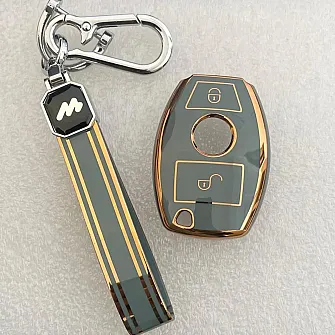 Mogato Premium Quality Soft TPU Leather Pattern Key Cover With Chain For Mercedes-Benz Cars - BENZ-3