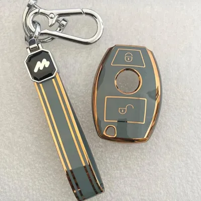 Mogato Premium Quality Soft TPU Leather Pattern Key Cover With Chain For Mercedes-Benz Cars - BENZ-3