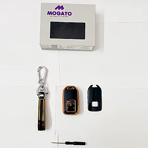 Mogato Premium Quality Soft TPU Leather Pattern Key Cover With Chain For Honda Cars - HONDA03