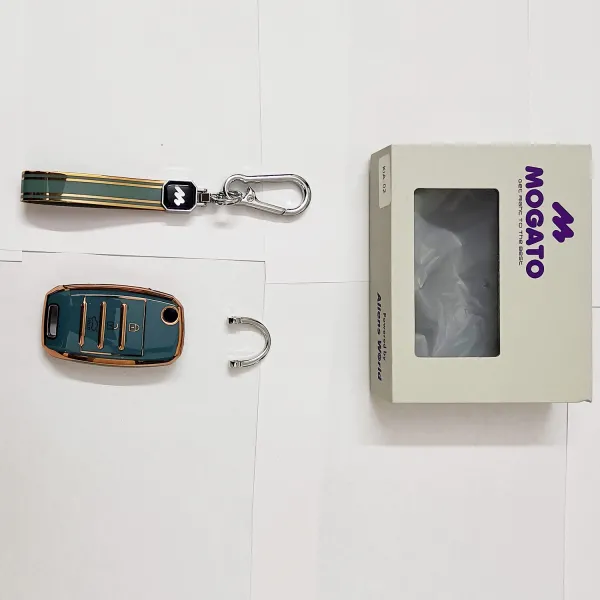 Mogato Premium Quality Soft TPU Leather Pattern Key Cover With Chain For Kia Cars - KIA02 Mogato Premium Quality Soft TPU Leather Pattern Key Cover With Chain For Kia Cars - KIA02