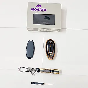 Mogato Premium Quality Soft TPU Leather Pattern Key Cover With Chain For Maruti Suzuki Cars - SUZU2