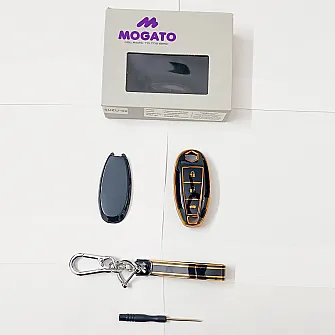 Mogato Premium Quality Soft TPU Leather Pattern Key Cover With Chain For Maruti Suzuki Cars - SUZU2