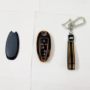 Mogato Premium Quality Soft TPU Leather Pattern Key Cover With Chain For Maruti Suzuki Cars - SUZU2 Mogato Premium Quality Soft TPU Leather Pattern Key Cover With Chain For Maruti Suzuki Cars - SUZU2