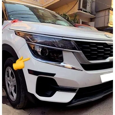 Cnleague Head Lamp Chrome Garnish for Kia Seltos 2019-23 Cnleague Head Lamp Chrome Garnish for Kia Seltos 2019-23