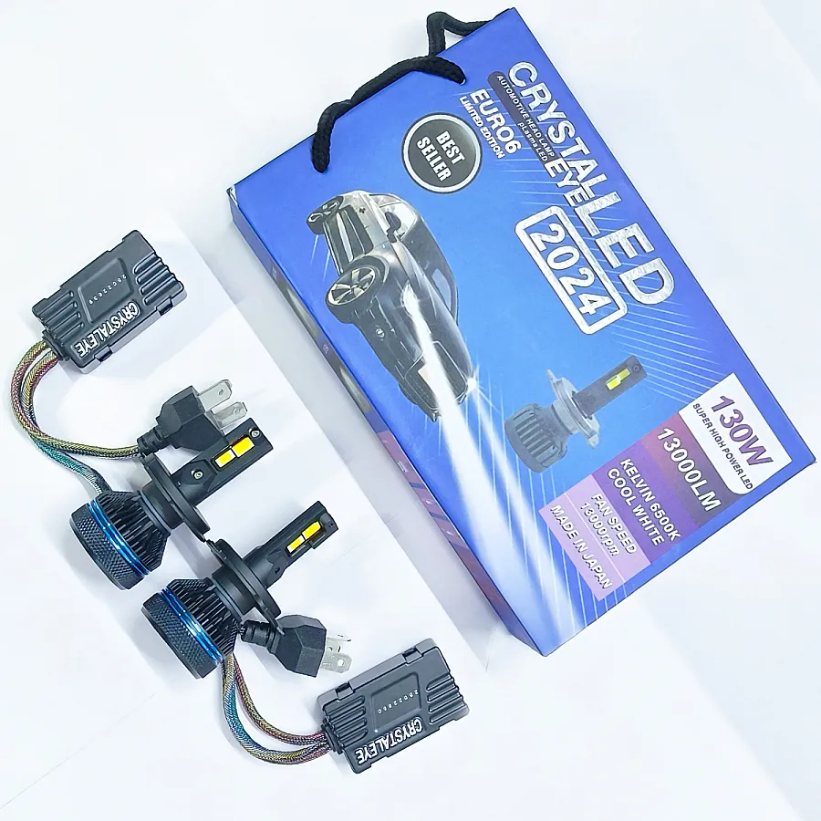 Crystal Eye 130W Tri Color LED Headlight Bulbs - H4/H19